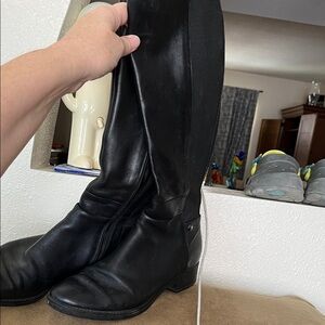 GeoX Black Leather Riding Boots Size UK 39 Size 8-8.5